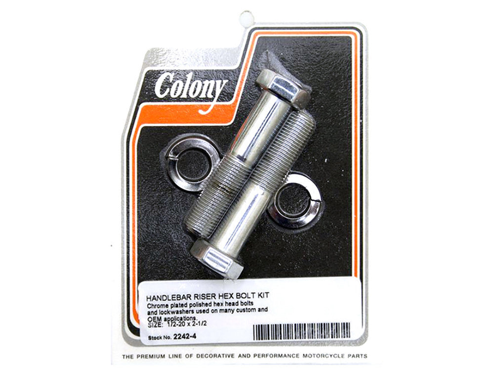 Colony Machine CM-2242-4 Hex Head 1/2-20 x 2-1/2" Riser Bolts Chrome