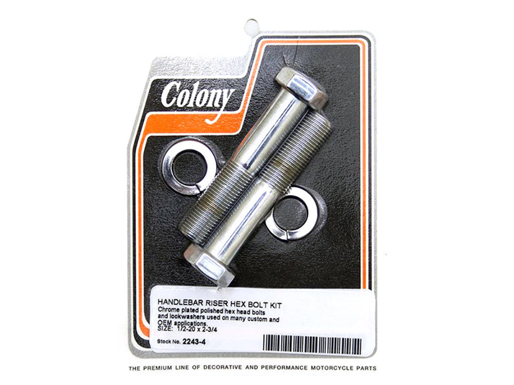 Colony Machine CM-2243-4 Hex Head 1/2-20 x 2-3/4" Riser Bolts Chrome