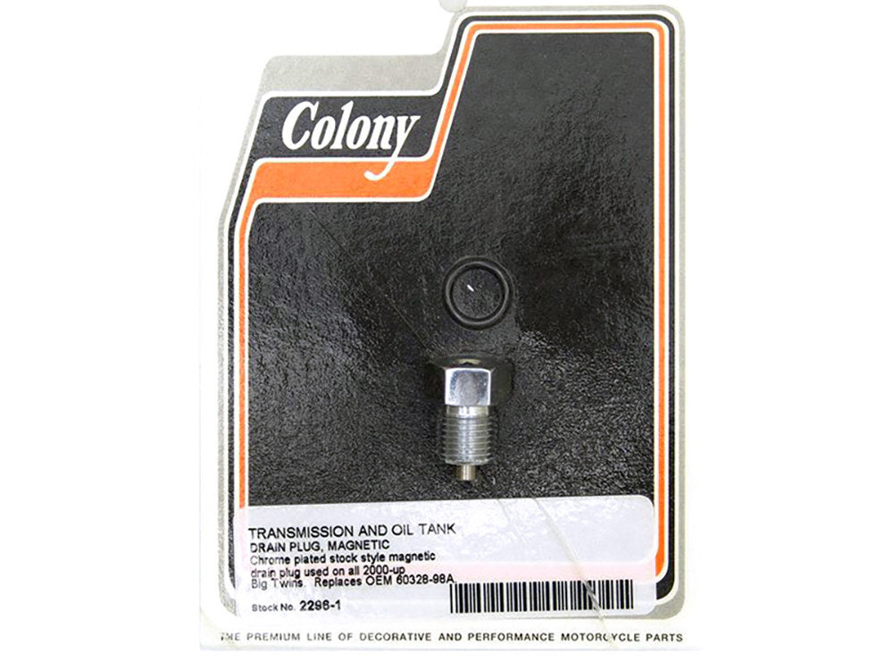 Colony Machine CM-2296-1 Oil & Transmission Drain Plug Chrome for Big Twin 00-Up