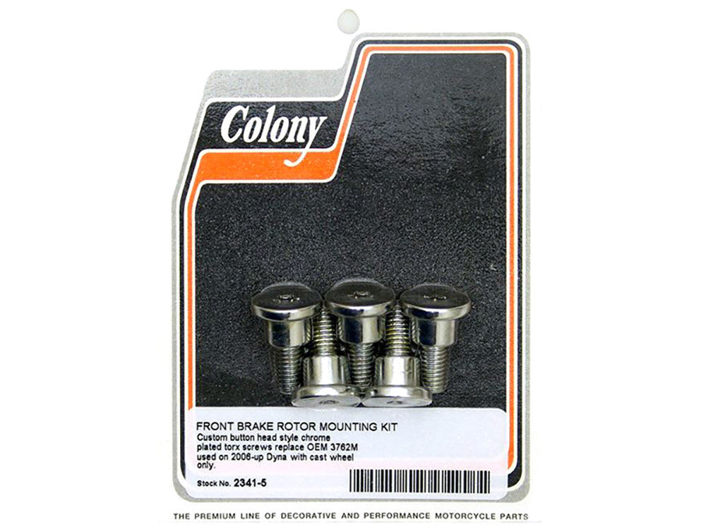 Colony Machine CM-2341-5 Front Disc Rotor to Hub Bolt Kit Chrome for Dyna 06-17/V-Rod 02-17