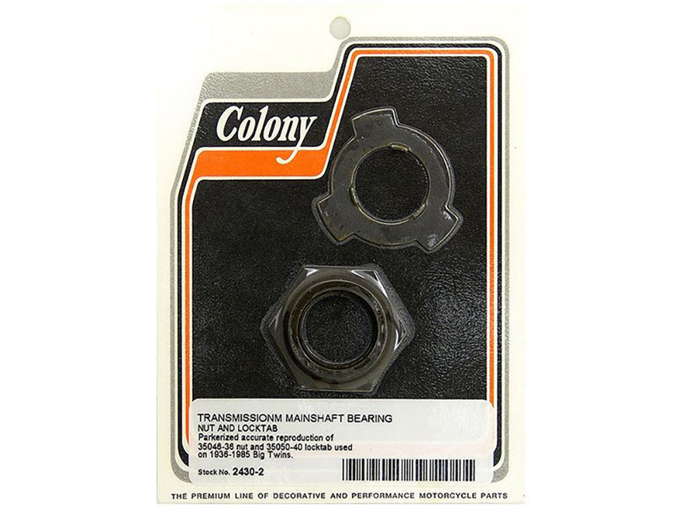 Colony Machine CM-2430-2 Transmission Mainshaft Bearing Lock Nut w/Lockwasher for Big Twin 36-85 4 Speed