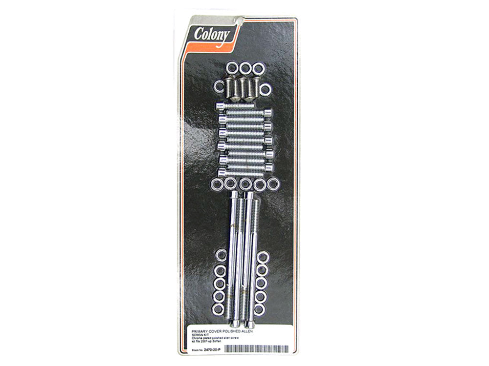 Colony Machine CM-2470-20-P Polished Allen Head Primary Cover Bolts Chrome for Softail 07-17