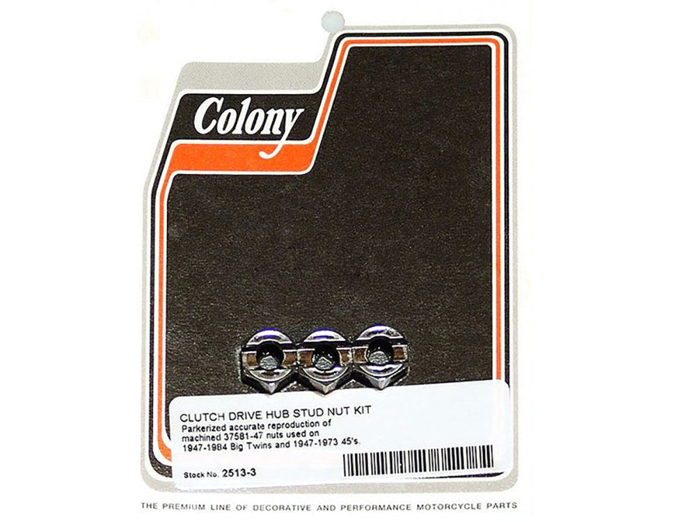 Colony Machine CM-2513-3 Clutch Hub Nut for Big Twin 47-84 4 Speed w/45's 47-73 (3 Pack)