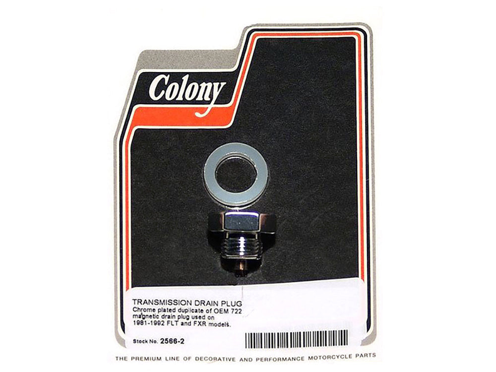 Colony Machine CM-2566-2 Transmission Drain Plug Chrome for Touring/FXR 81-94