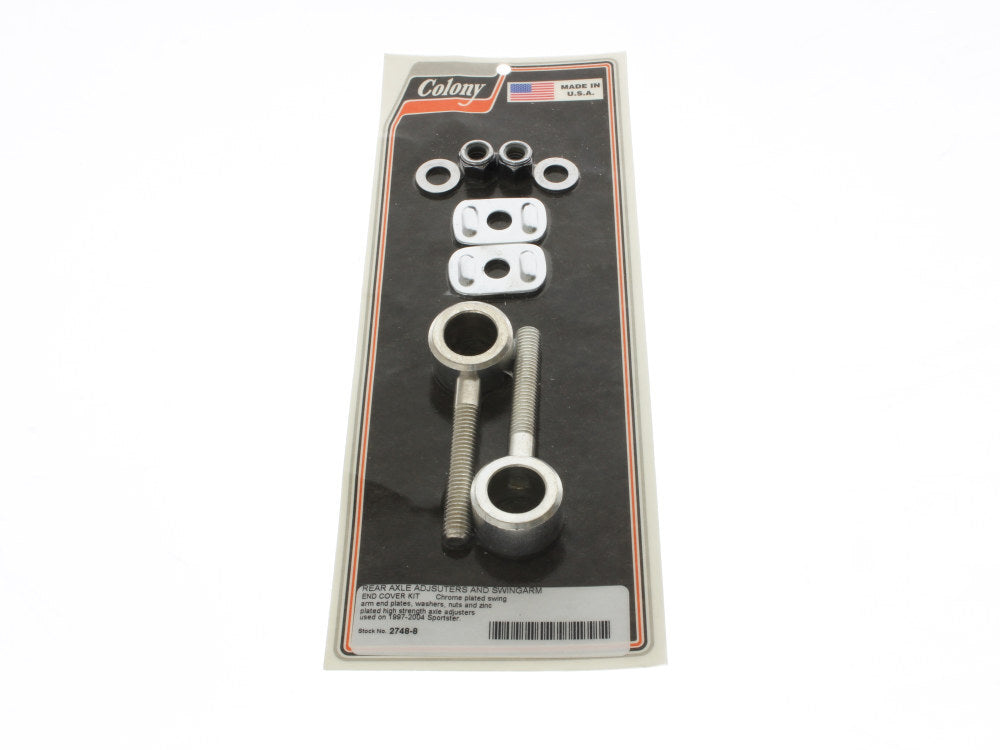 Colony Machine CM-2748-8 Rear Axle Adjusting Kit Chrome for Sportster 97-04