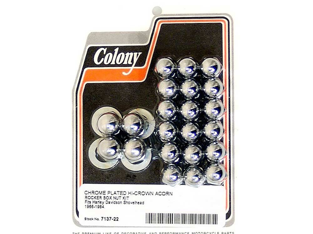 Colony Machine CM-7137-22 Acorn Rocker Box Nuts Chrome for Big Twin 66-84