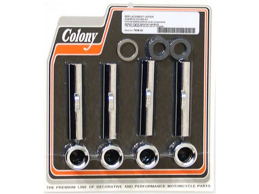 Colony Machine CM-7508-20 Upper Pushrod Covers Chrome for Big Twin 66-99/Knucklehead 40-47