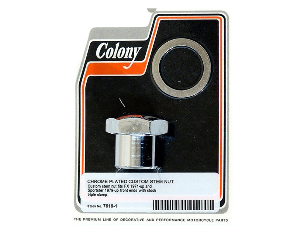 Colony Machine CM-7619-1 Stem Nut Chrome for FX 71-Up/Sportster 79-21