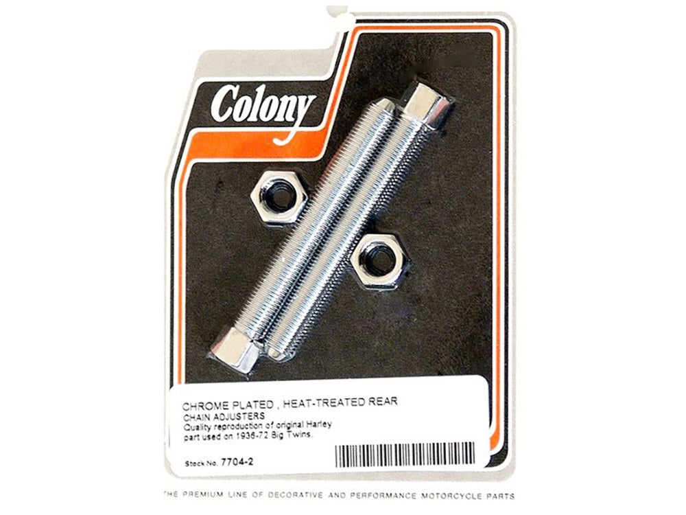 Colony Machine CM-7704-2 Rear Chain Adjusters Chrome for Big Twin 36-72