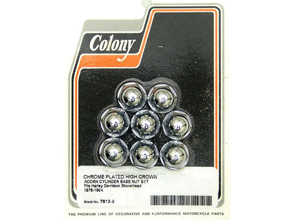 Colony Machine CM-7813-8 Acorn Cylinder Base Nuts Chrome for Shovelhead 78-84