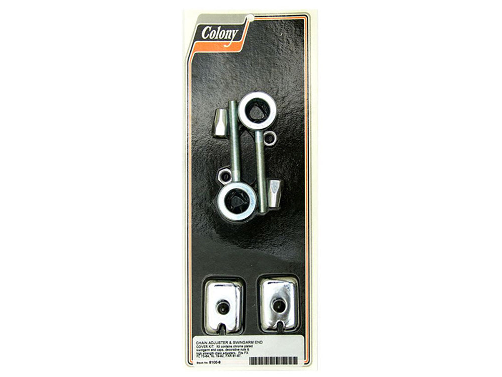 Colony Machine CM-8100-8 Rear Axle Adjusting Kit Chrome for FX/FL 73-84/Sportster 79-92/FXR 82-94/FXST 84-85