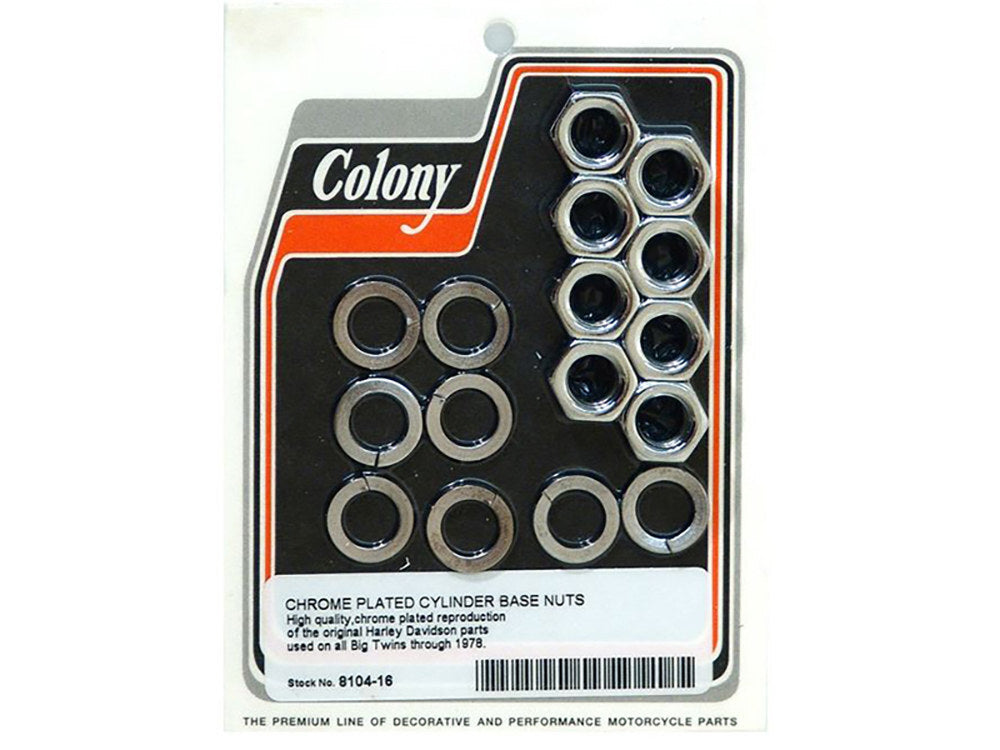 Colony Machine CM-8104-16 Cylinder Base Nuts for Big Twin 30-78