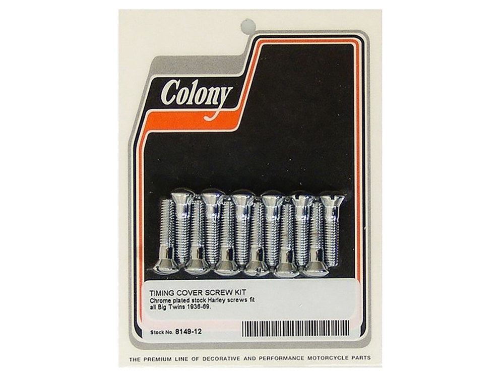 Colony Machine CM-8149-12 Slotted Cam Cover Bolts Chrome for Big Twin 36-69