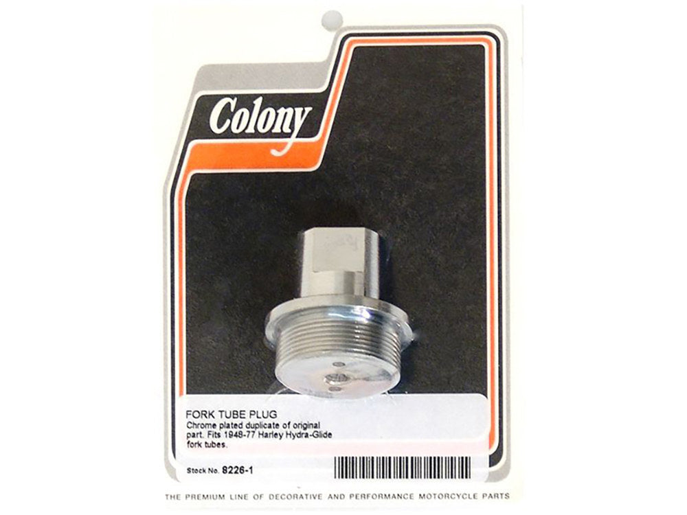 Colony Machine CM-8226-1 Fork Tube Plug Chrome for Big Twin 48-77 w/Hydra-Glide Fork Tubes