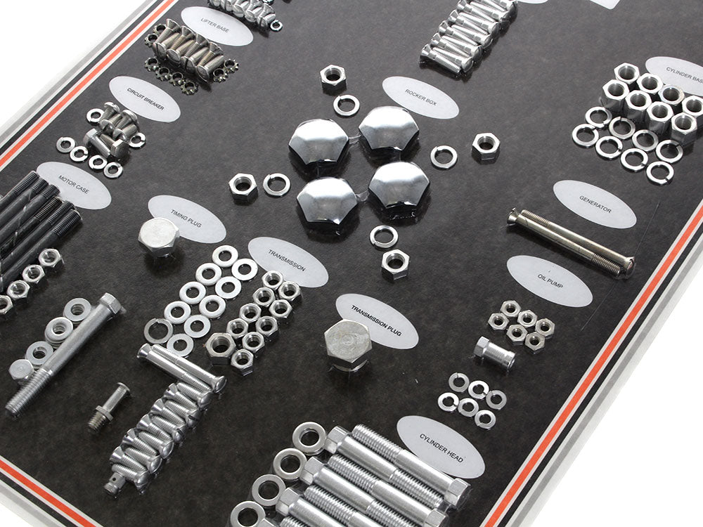 Colony Machine CM-8301-CAD Complete Stock Hardware Kit CAD Plated for Big Twin 40-47 w/Knuckle Engine