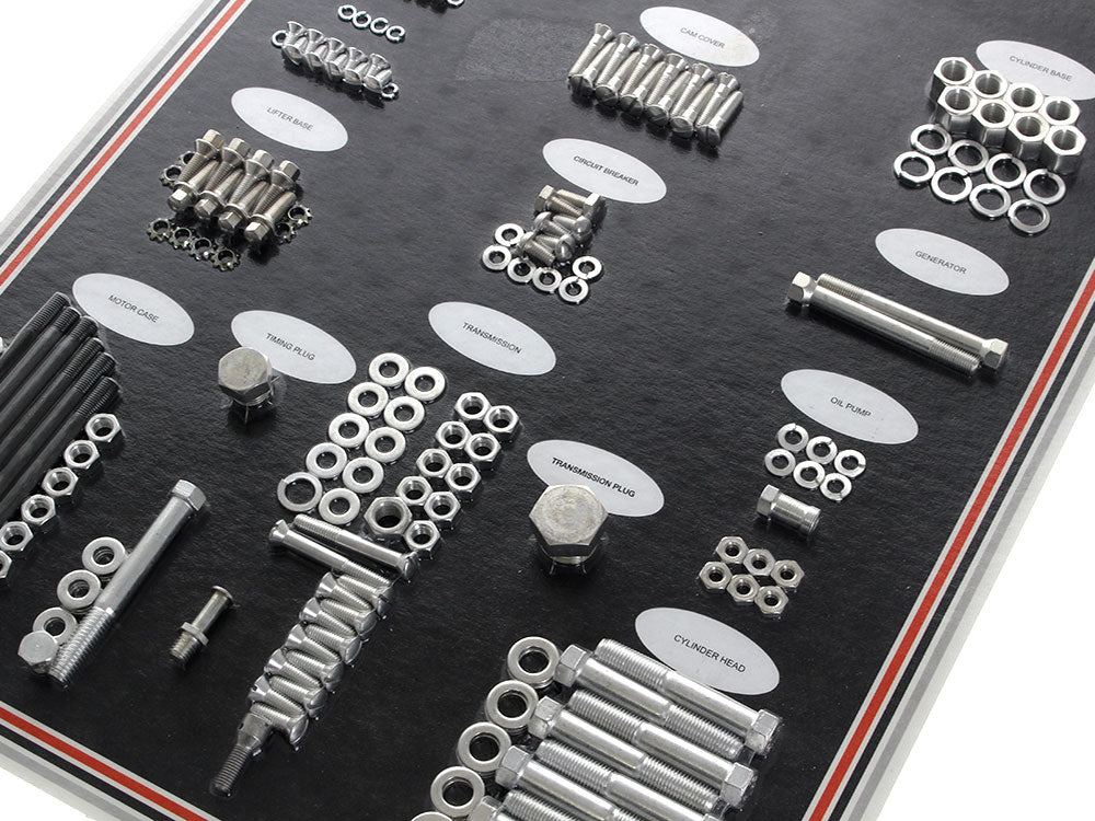Colony Machine CM-8303-CAD Complete Stock Hardware Kit CAD Plated for Big Twin 58-65 w/Panhead Engine