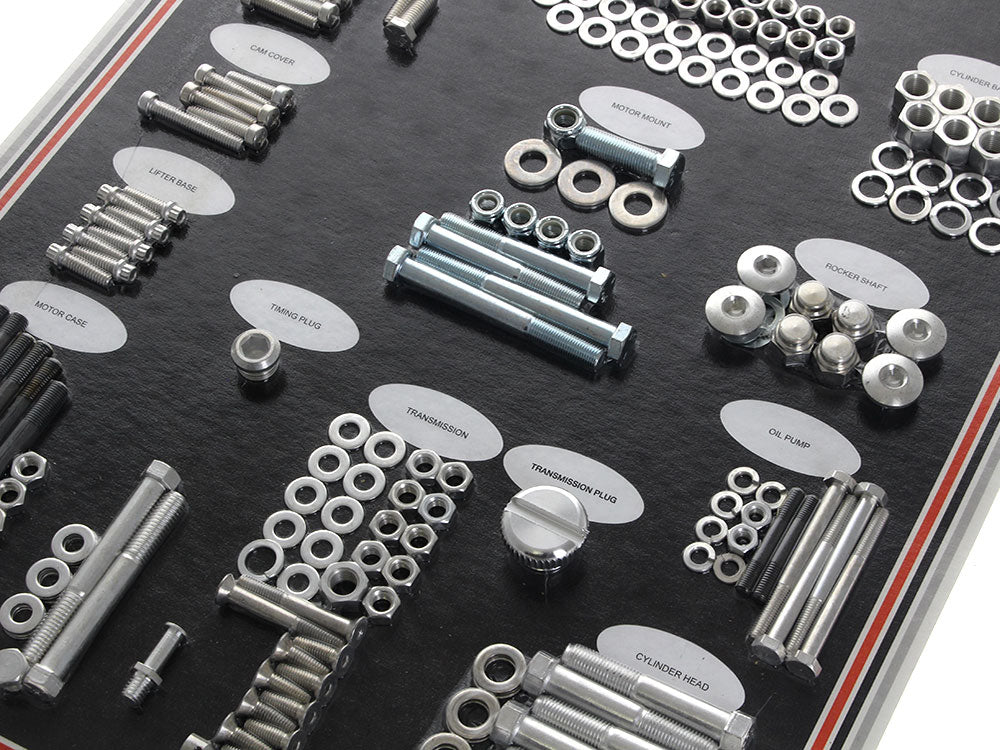 Colony Machine CM-8312-CAD Complete Stock Hardware Kit CAD Plated for Big Twin 76-78 w/Shovelhead  Engine