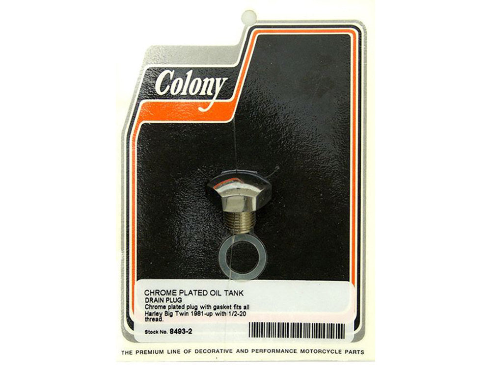 Colony Machine CM-8493-2 Drain Plug Chrome for Big Twin 81-Up