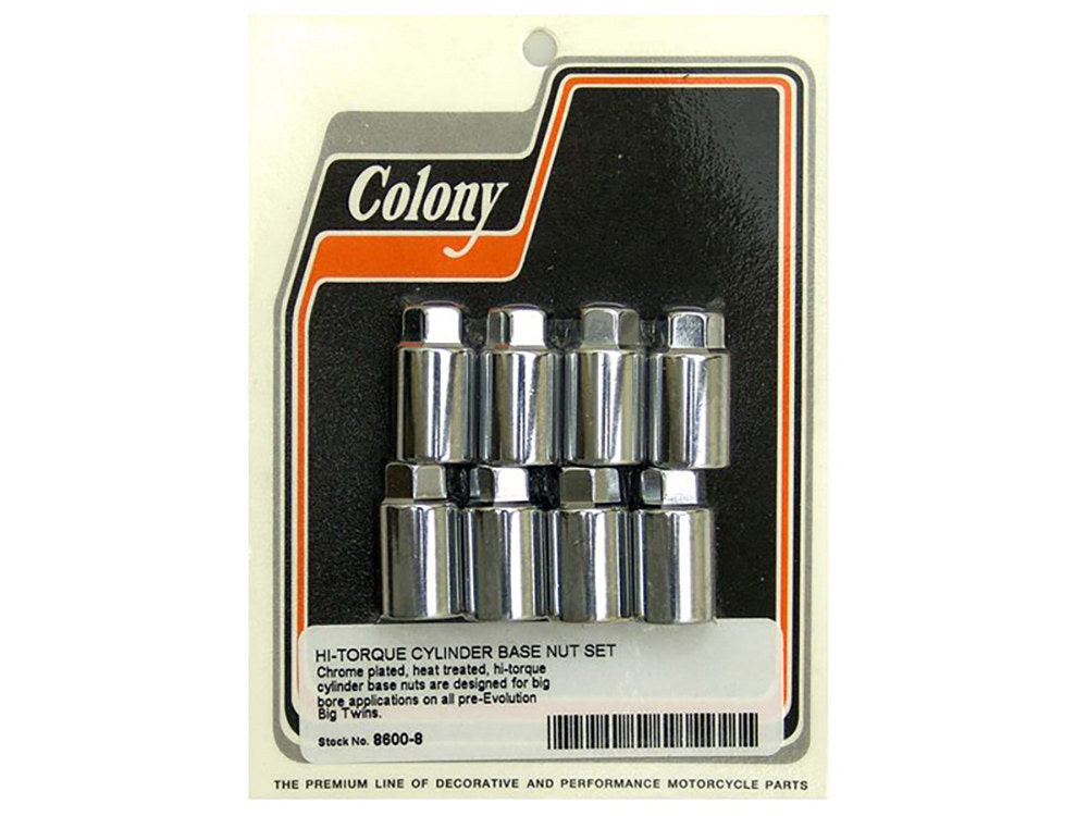 Colony Machine CM-8600-8 Hi-Torque Cylinder Base Nuts Chrome for Shovelhead/Panhead 48-84