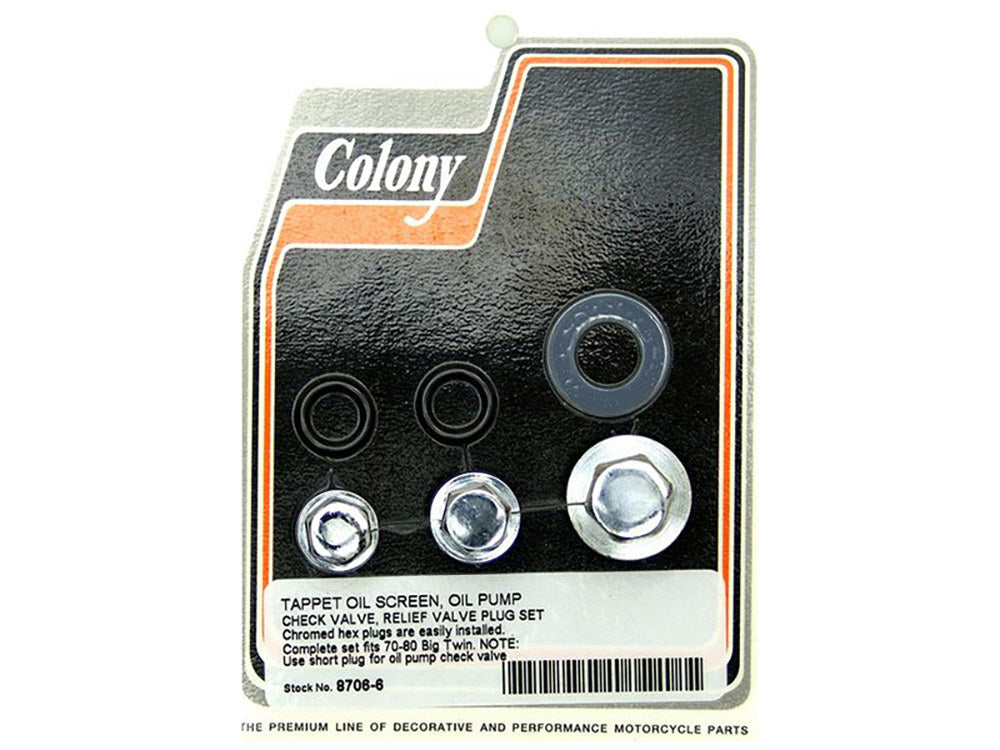 Colony Machine CM-8706-6 Oil Pump Check Relief Valve Kit for Big Twin 70-80