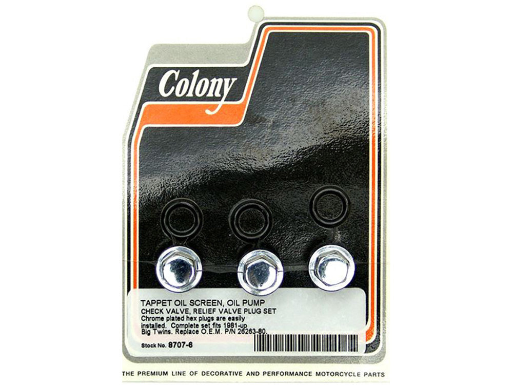 Colony Machine CM-8707-6 Hex Head Oil Pump Plugs for Big Twin 81-99