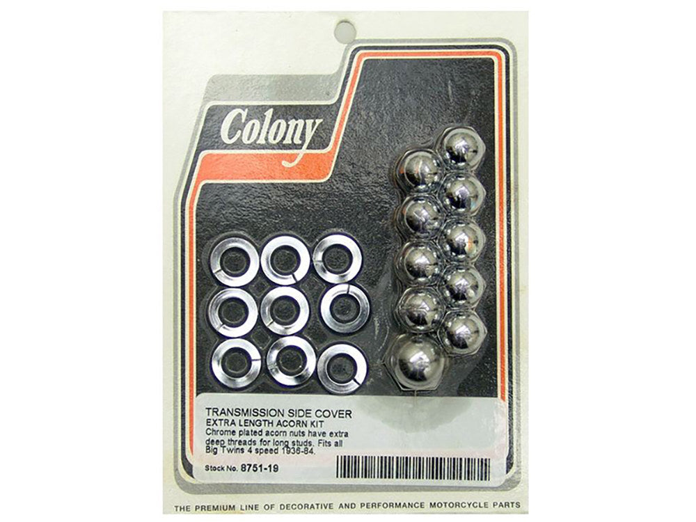 Colony Machine CM-8751-19 Acorn Transmission Side Cover Kit Chrome for Big Twin 36-86 4 Speed