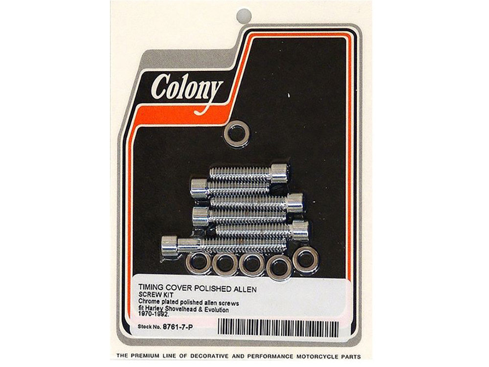 Colony Machine CM-8761-7-P Polished Allen Head Cam Cover Bolts Chrome for Big Twin 70-92