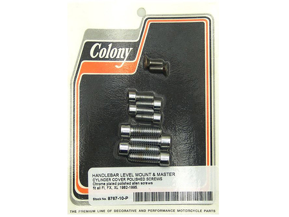 Colony Machine CM-8767-10-P Handlebar Control Bolts Chrome for Big Twin/Sportster 82-95