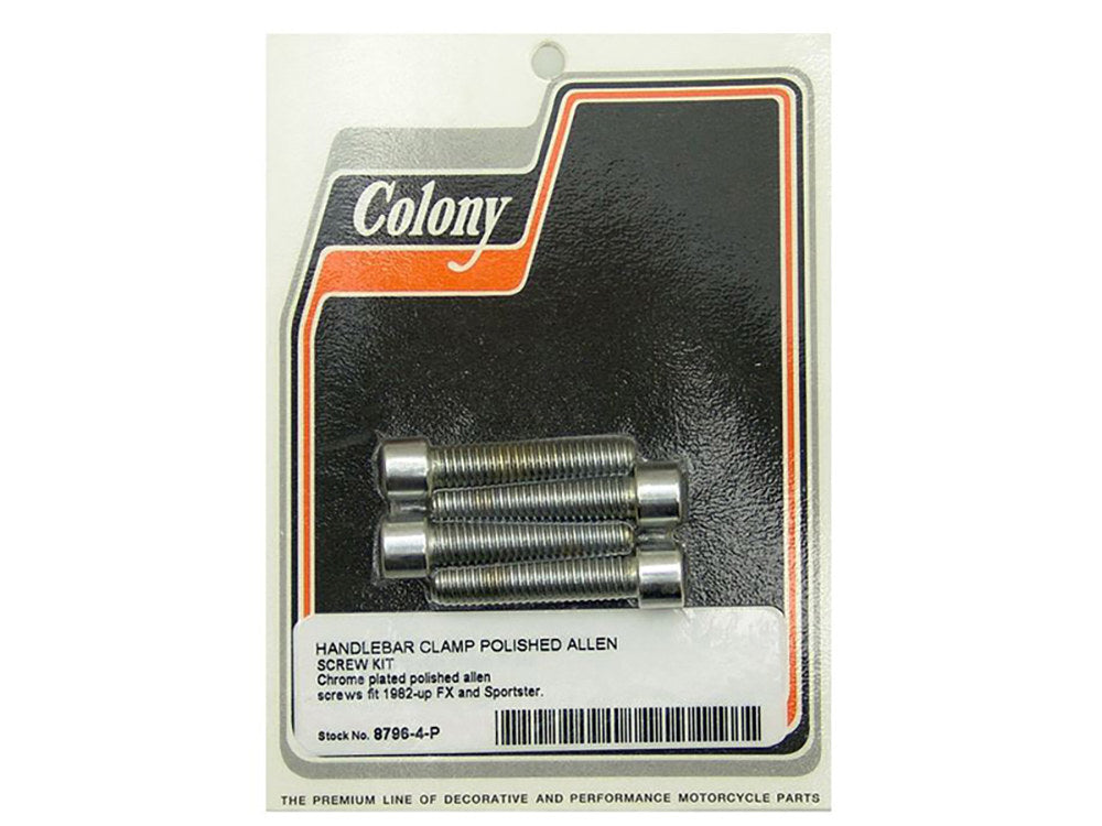 Colony Machine CM-8796-4-P Handlebar Top Clamp Hardware w/5/16-18 x 1-1/2" Socket Head Bolts Chrome for FX 82-Up/Sportster 82-21