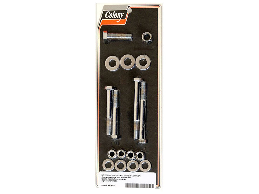 Colony Machine CM-8806-17 Upper & Lower Engine Mount Bolt Kit Chrome for Big Twin 70-84