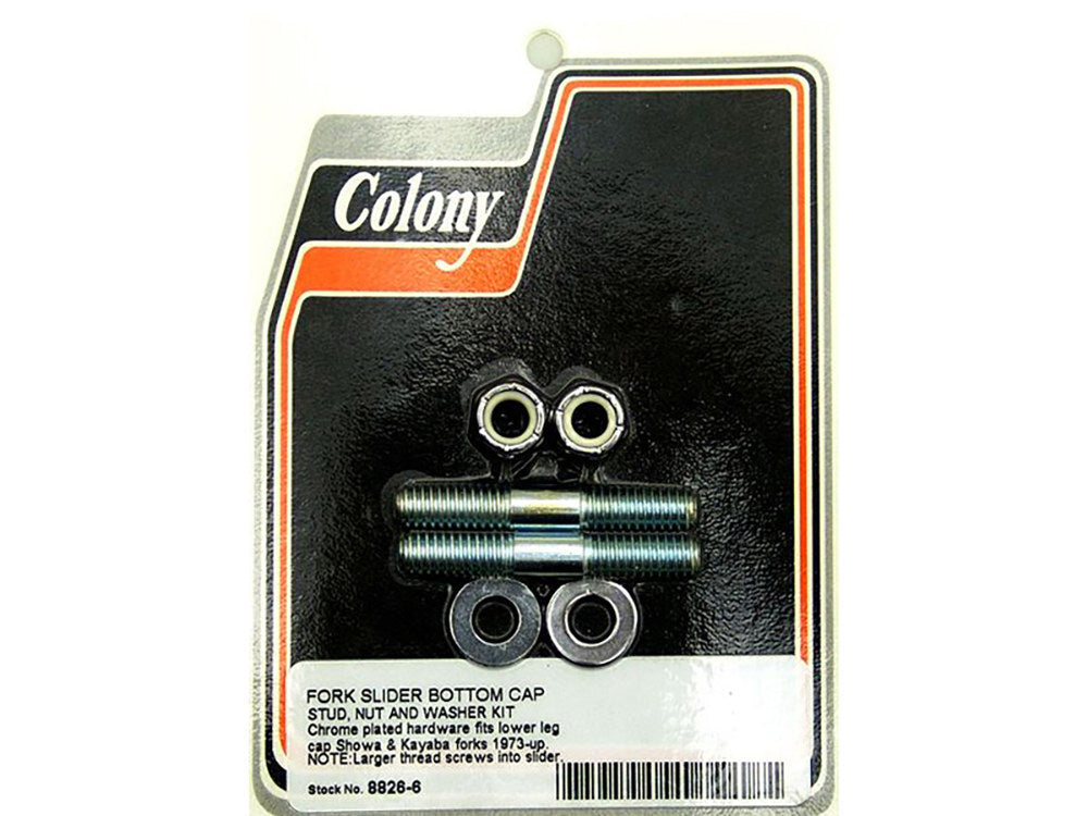 Colony Machine CM-8826-6 Lower Fork Stud Kit Chrome for Big Twin 73-Up