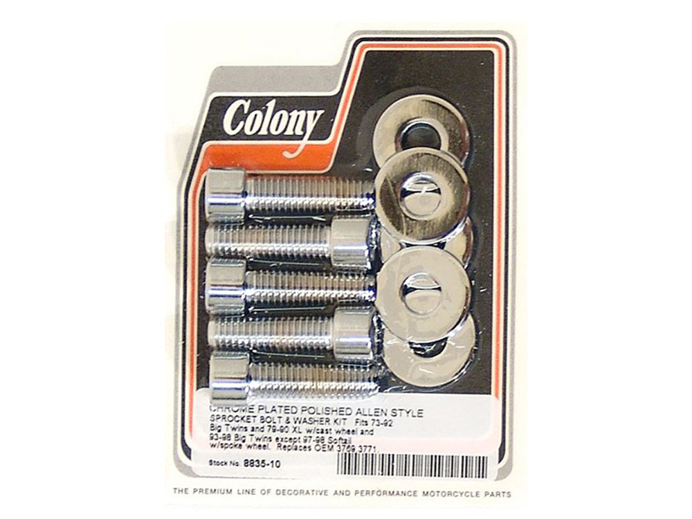 Colony Machine CM-8835-10 7/16-14 x 1-1/2" Rear Pulley/Sprocket Bolts Chrome