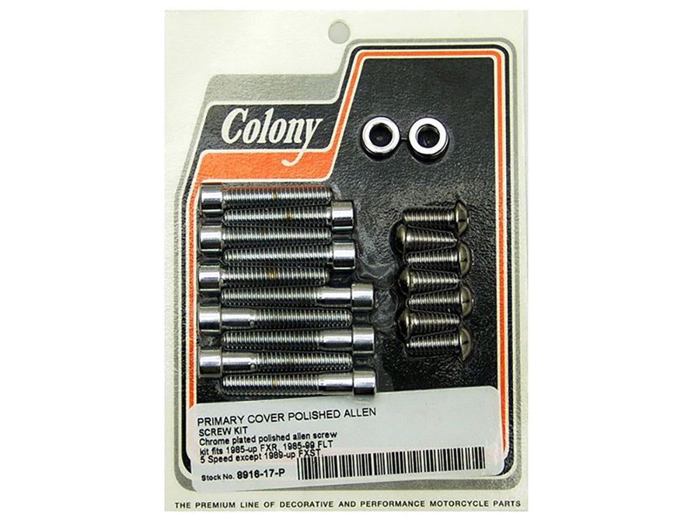 Colony Machine CM-8916-17-P Polished Allen Head Primary Cover Bolts Chrome for FXR 85-94/Touring 85-99