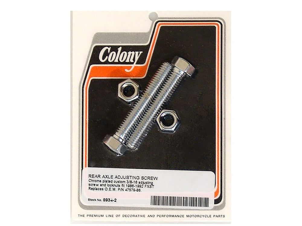 Colony Machine CM-8934-2 Rear Axle Adjusting Kit Chrome for Softail 86-92