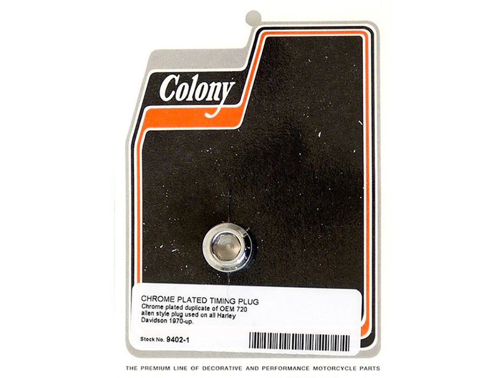 Colony Machine CM-9402-1 Allen Head Timing Plug Chrome for Big Twin 70-99