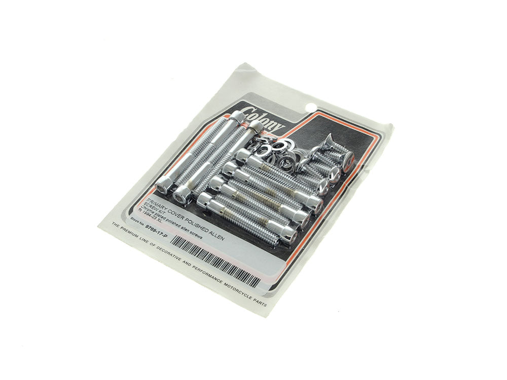 Colony Machine CM-9769-17-P Polished Allen Head Primary Cover Bolts Chrome for Sportster 94-03