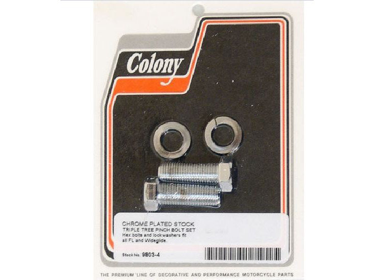 Colony Machine CM-9803-4 Lower Triple Tree Pinch Bolts Chrome for Wide Glide 49-17