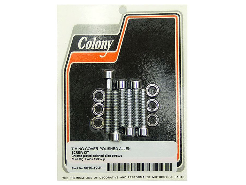 Colony Machine CM-9819-12-P Polished Allen Head Cam Cover Bolts Chrome for Big Twin 93-99