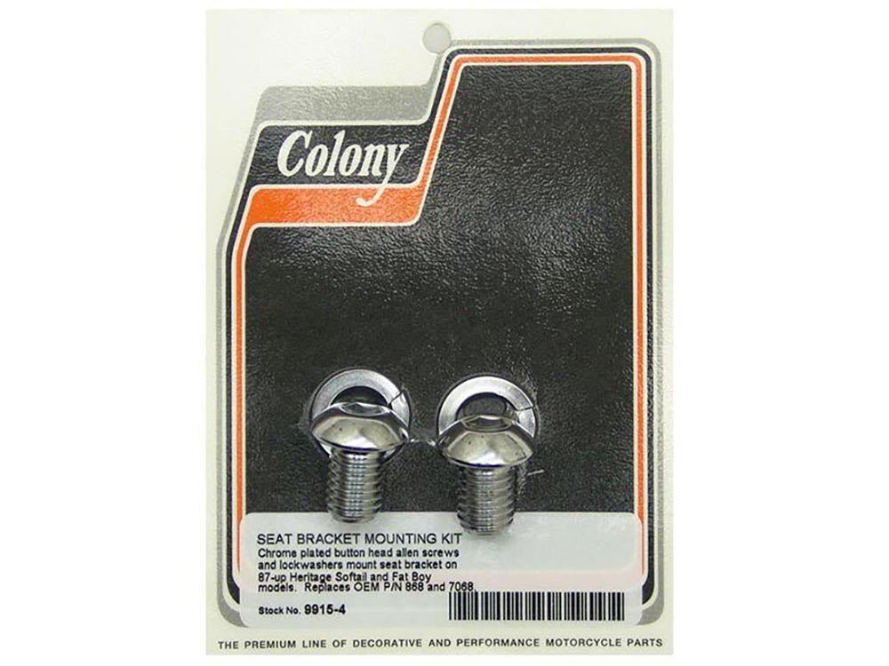 Colony Machine CM-9915-4 Seat Mount Bolts Chrome for Fat Boy/Heritage 87-17