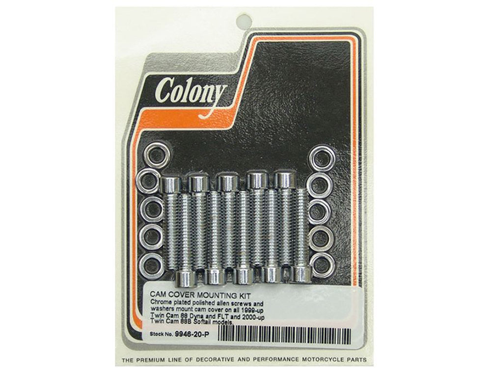 Colony Machine CM-9946-20-P Polished Allen Head Cam Cover Bolts Chrome for Twin Cam 99-17