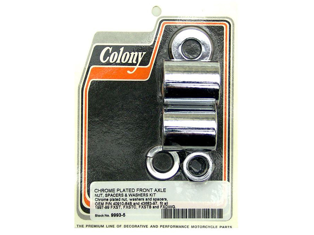 Colony Machine CM-9993-5 Front Axle Spacer Kit Chrome for FX Softail/Dyna Wide Glide 97-99