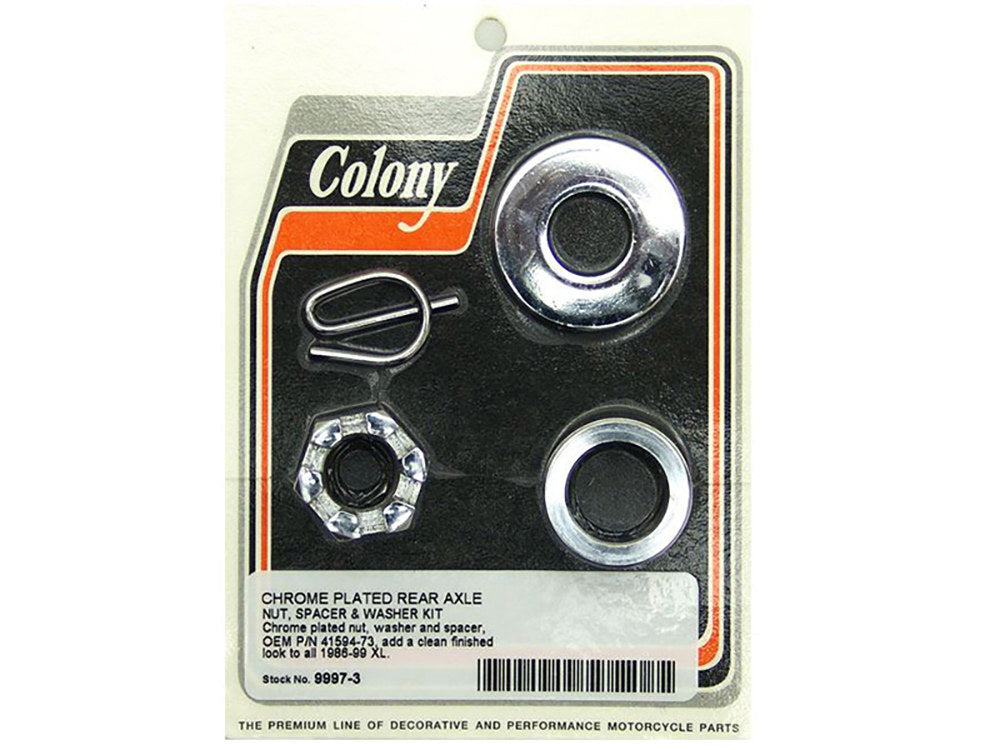 Colony Machine CM-9997-3 Rear Axle Spacer Kit w/Chrome Finish for Sportster 86-99