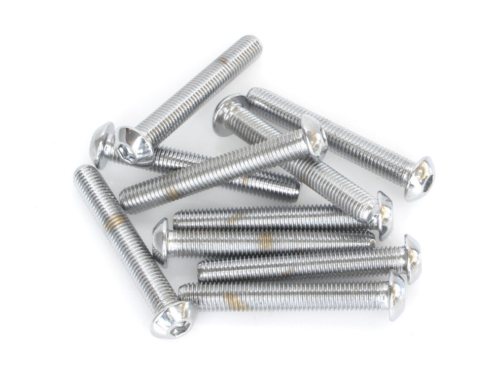 Colony Machine CM-BHC-888 1/4-28 x 1-3/4" UNF Button Head Allen Bolts Chrome (10 Pack)