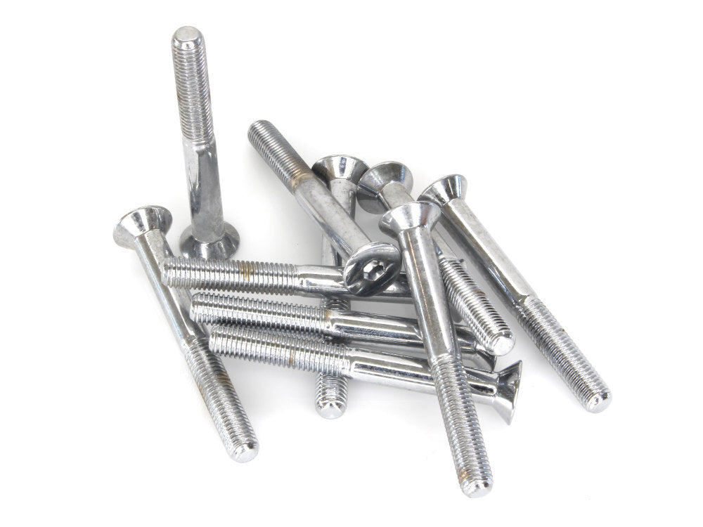 Colony Machine CM-FHS-112 1/4-28 x 2-1/4" UNF Flat Head Allen Bolts Chrome (10 Pack)