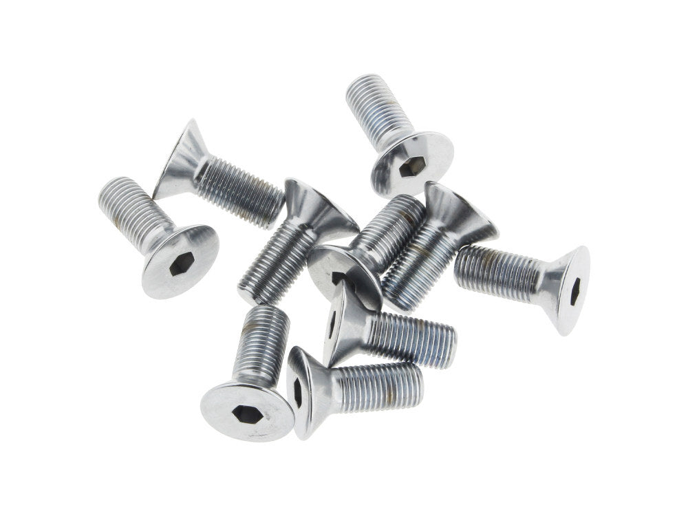 Colony Machine CM-FHS-123 3/8-24 x 1" UNF Flat Head Allen Bolts Chrome (10 Pack)