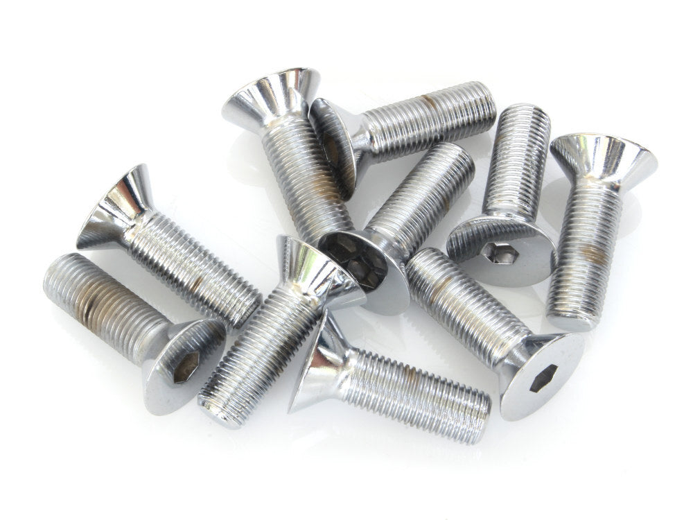 Colony Machine CM-FHS-124 3/8-24 x 1-1/4" UNF Flat Head Allen Bolts Chrome (10 Pack)