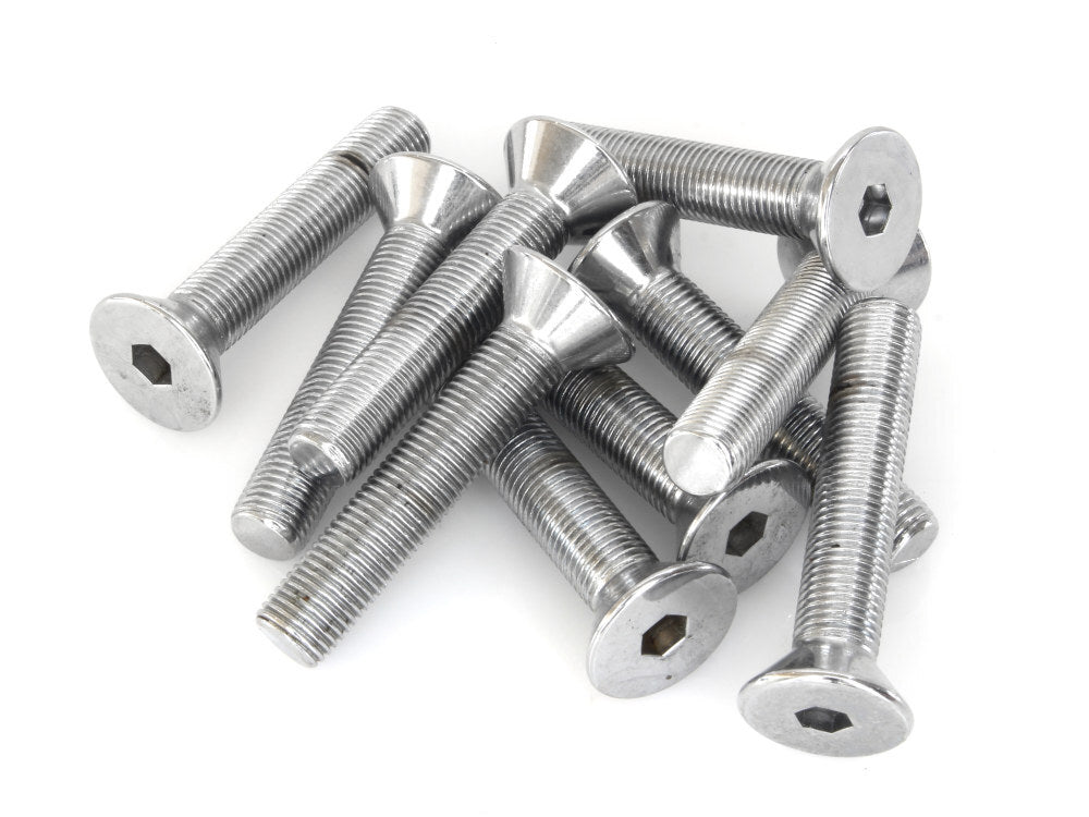 Colony Machine CM-FHS-127 3/8-24 x 2" UNF Flat Head Allen Bolts Chrome (10 Pack)