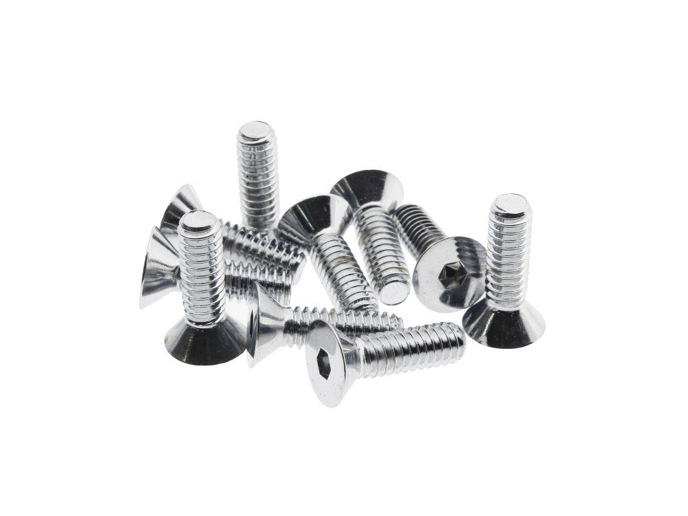 Colony Machine CM-FHS-156 1/4-20 x 7/8" UNC Flat Head Allen Bolts Chrome (10 Pack)