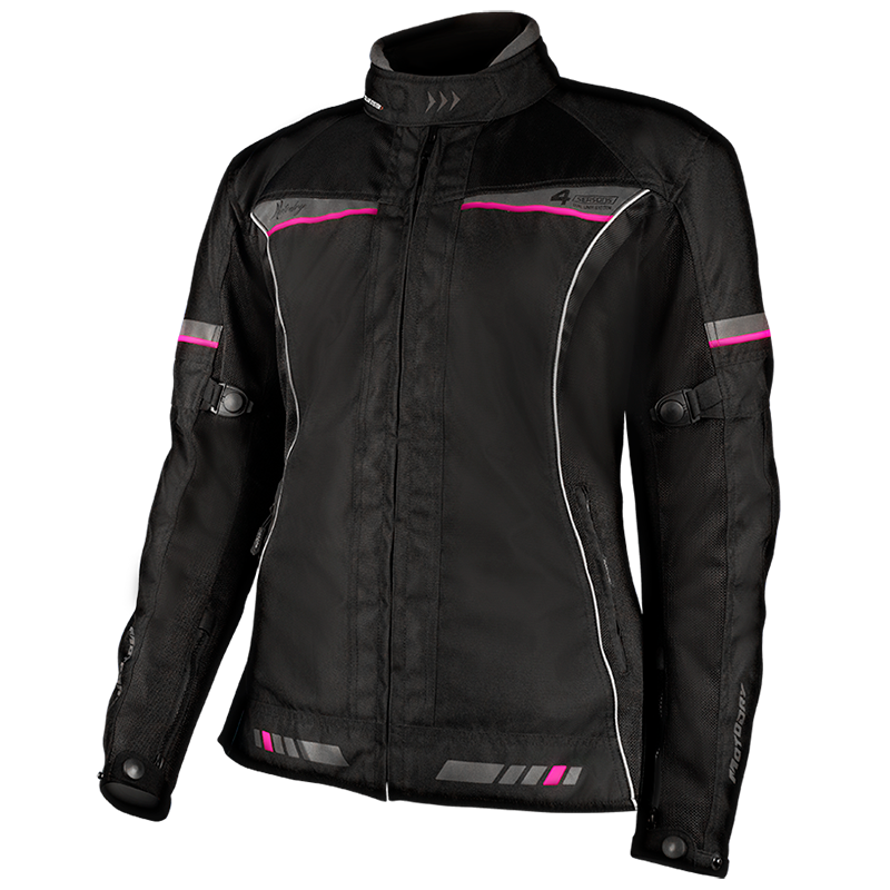 MotoDry 4 Seasons Black/Grey/Magenta Textile Womens Jacket