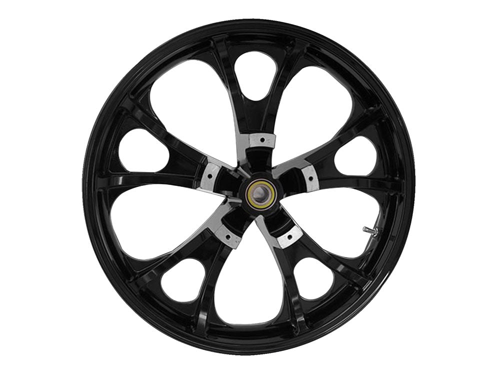 Coastal Moto COA-3D-LGO213SB-ABST 21" x 3.50" Wide Largo 3D Wheel w/Front Hub Gloss Black for Touring 08-Up w/ABS